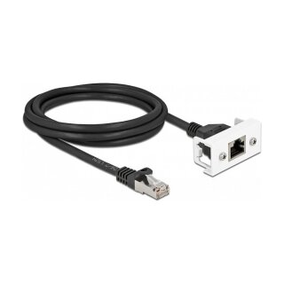 Delock Netzwerk Verlängerungskabel für Easy 45 Modul S/FTP RJ45 Stecker zu RJ45 Buchse Cat.6A 2 m schwarz / weiß