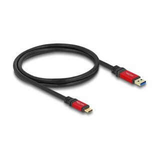 Delock USB 10 Gbps Kabel USB Typ-A Stecker zu USB Type-C™ Stecker 1 m rot Metall