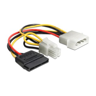 Delock Kabel Power Molex 4 Pin Stecker > SATA 15 Pin Buchse + P4 Stecker