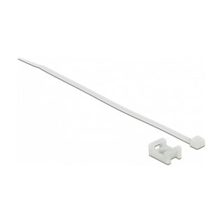 Delock Schraubhalter 15 x 10 mm mit Kabelbinder L 200 x B 3,6 mm weiß