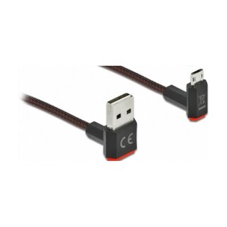 Delock EASY-USB 2.0 Kabel Typ-A Stecker zu EASY-USB Typ Micro-B Stecker gewinkelt oben / unten 0,2 m schwarz