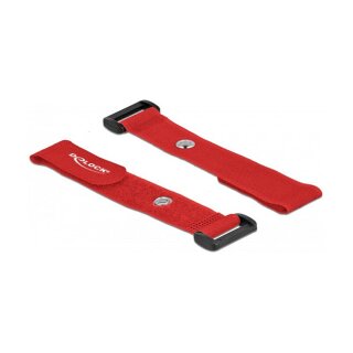 Delock Klett-Kabelbinder mit Schlaufe und Befestigungsöse L 190 x B 25 mm rot 5 Stück