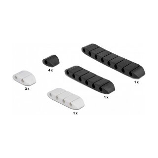 Delock Kabelhalter trapezförmig selbstklebend Kombi Set 10 Stück schwarz / weiß