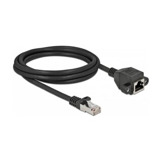 Delock Netzwerk Verlängerungskabel S/FTP RJ45 Stecker zu RJ45 Buchse Cat.6A 2 m schwarz