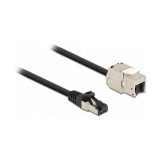 Delock Kabel RJ45 Stecker zu Keystone Modul RJ45 Buchse Cat.6A 50 cm schwarz