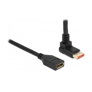 Delock DisplayPort Verlängerungskabel Stecker 90° oben gewinkelt zu Buchse 8K 60 Hz 1 m