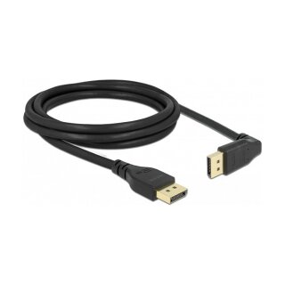 DisplayPort Kabel Stecker gerade zu Stecker 90° oben gewinkelt 8K 60 Hz 2 m ohne Einrastfunktion