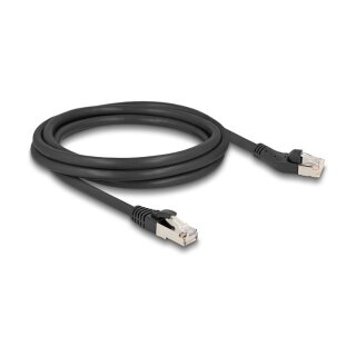 Delock RJ45 Netzwerkkabel Cat.8.1 S/FTP Stecker 45° nach links gewinkelt zu Stecker gerade bis 40 Gbps 2 m schwarz