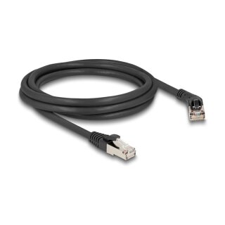 Delock RJ45 Netzwerkkabel Cat.6A S/FTP Stecker 45° nach rechts gewinkelt zu Stecker gerade 2 m schwarz