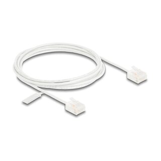 Delock RJ45 Netzwerkkabel Cat.6 UTP Ultra Slim 2 m weiß mit kurzen Steckern