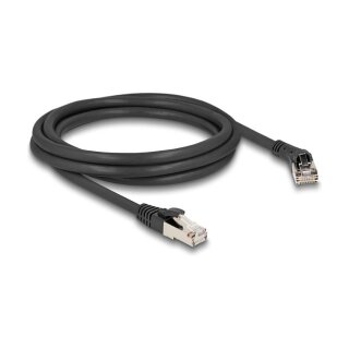 Delock RJ45 Netzwerkkabel Cat.8.1 S/FTP Stecker 45° nach rechts gewinkelt zu Stecker gerade bis 40 Gbps 2 m schwarz