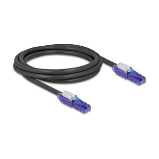 Delock RJ45 Netzwerkkabel Cat.6 UTP mit 180° winkelbaren Steckern schwarz 2 m