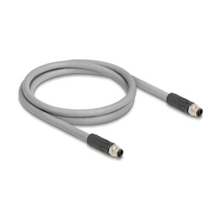 Delock M12 Kabel L-kodiert 5 Pin Stecker zu Stecker PUR schleppkettentauglich 5 m grau