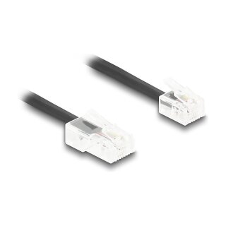 Delock Telefonkabel / Spiralkabel RJ11 Stecker zu RJ45 Stecker schwarz 10 m