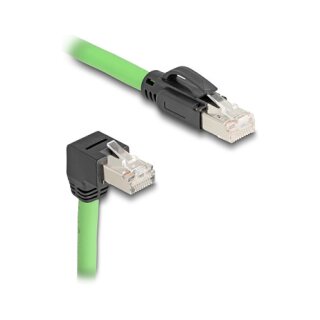 Delock RJ45 Netzwerkkabel Cat.6A Stecker zu Stecker unten gewinkelt SF/UTP schleppkettentauglich PUR (TPU) 2 m grün