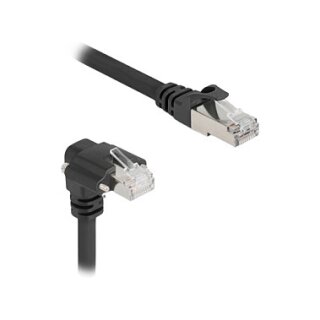 Delock GigE Kamera Kabel RJ45 Stecker 90° gewinkelt mit Schrauben zu RJ45 Stecker Cat.6 S/FTP 1 m schwarz