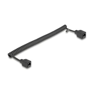 Delock RJ45 Spiralkabel Buchse zu Buchse Cat.5e UTP 0,8 m bis 2 m schwarz