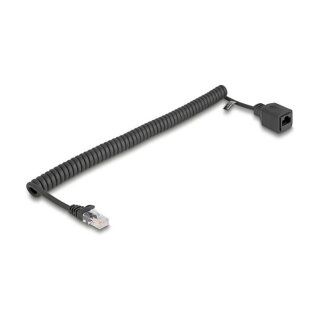 Delock RJ45 Spiralkabel Stecker zu Buchse Cat.5e UTP 1 m bis 3 m schwarz