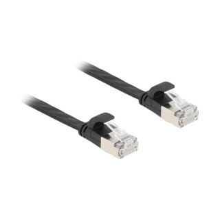Delock RJ45 Flachband Patchkabel Stecker zu Stecker Cat.6A U/FTP 1,5 m schwarz