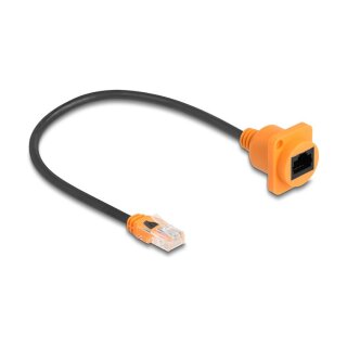 Delock D-Typ RJ45 Kabel Stecker zu Buchse Cat.5e UTP orange / schwarz 30 cm