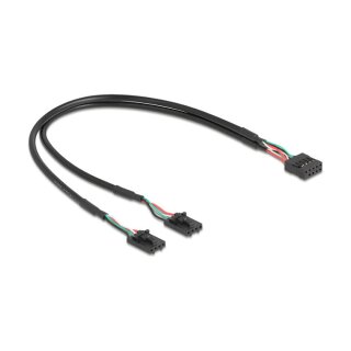 Delock Kabel USB 2.0 Pfostenbuchse 2,54 mm 10 Pin zu 2 x USB 2.0 Pfostenbuchse 2,54 mm 4 Pin 30 cm