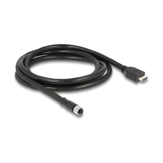 Delock M12 Kabel A-kodiert 17 Pin Buchse zu HDMI Stecker 2 m schwarz