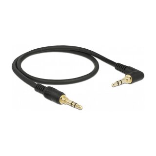 Delock Klinkenkabel 3,5 mm 3 Pin Stecker > Stecker gewinkelt 0,5 m schwarz