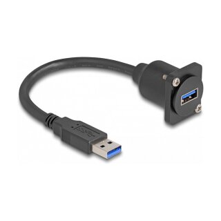 Delock D-Typ USB 5 Gbps Kabel Typ-A Stecker zu Typ-A Buchse schwarz 20 cm