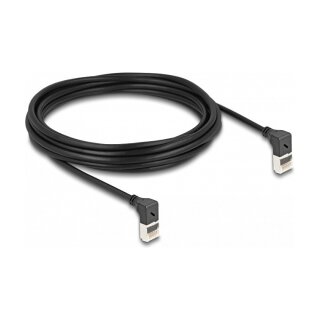Delock RJ45 Netzwerkkabel Cat.6A S/FTP Slim 90° oben / oben gewinkelt 5 m schwarz