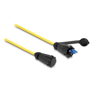 Delock LWL Kabel LC Duplex zu LC Duplex mit Verschlusskappe Singlemode IP68 staub- und wasserdicht 1 m