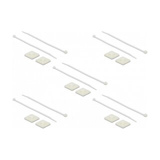Delock Befestigungssockel 30 x 30 mm mit Kabelbinder L 200 x B 4,8 mm weiß