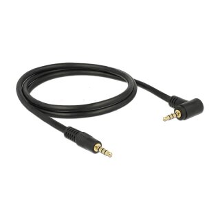 Delock Kabel Klinke 3,5 mm 4 Pin Stecker > Stecker gewinkelt 1 m schwarz