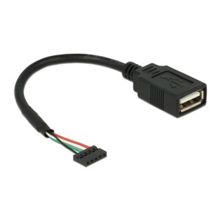 Delock Kabel USB 2.0 Pfostenbuchse 2,00 mm 5 Pin > USB 2.0 Typ-A Buchse 15 cm