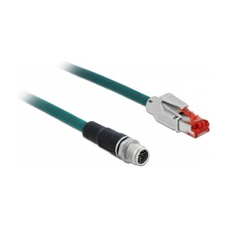 Delock Netzwerkkabel M12 X-kodiert 8 Pin zu RJ45 Stecker PVC 3 m
