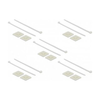 Delock Befestigungssockel 40 x 40 mm mit Kabelbinder L 250 x B 7,2 mm weiß
