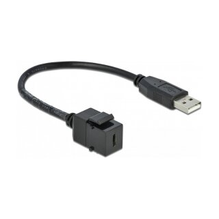 Delock Keystone Modul USB 2.0 C Buchse > USB 2.0 A Stecker mit Kabel