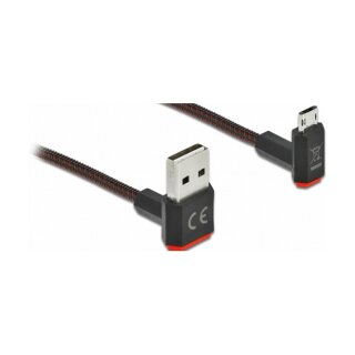 Delock EASY-USB 2.0 Kabel Typ-A Stecker zu EASY-USB Typ Micro-B Stecker gewinkelt oben / unten 1 m schwarz