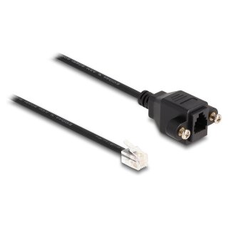 Delock Kabel RJ10 Stecker zu RJ10 Buchse zum Einbau 30 cm schwarz