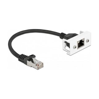 Easy 45 Netzwerk Verlängerungskabel S/FTP RJ45 Stecker zu RJ45 Buchse Cat.6A 25 cm schwarz / weiß