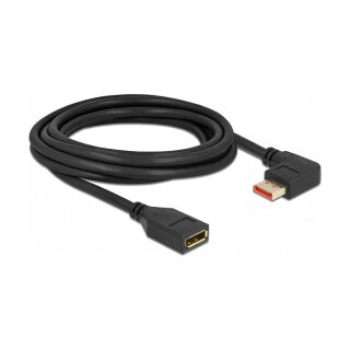 DisplayPort Verlängerungskabel Stecker 90° links gewinkelt zu Buchse 8K 60 Hz 3 m