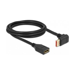DisplayPort Verlängerungskabel Stecker 90° oben gewinkelt zu Buchse 8K 60 Hz 2 m
