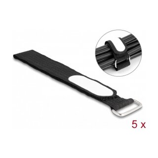 Klettkabelbinder mit Schlaufe und Beschriftungsfeld L 305 x B 25 mm schwarz 5 Stück