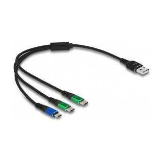 USB Ladekabel 3 in 1 Typ-A zu Micro USB / 2 x USB Type-C™ 30 cm