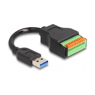 USB 3.2 Gen 1 Kabel Typ-A Stecker zu Terminalblock Adapter mit Drucktaster 15 cm