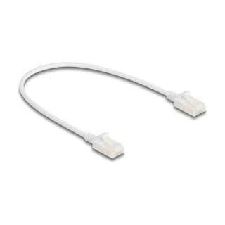 RJ45 Netzwerkkabel Cat.6A Stecker zu Stecker mit robuster Rastnase Industrietauglich U/UTP Slim 0,3 m weiß
