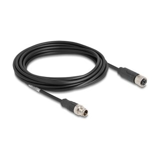 Delock M12 Kabel X-kodiert 8 Pin Stecker zu Buchse PVC 5 m