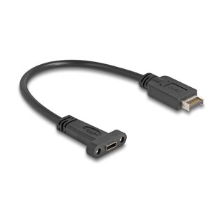 Delock USB 10 Gbps Kabel USB Typ-E Key A 20 Pin Stecker zu USB Type-C™ Buchse zum Einbau 25 cm