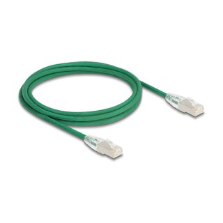 Delock RJ45 Netzwerkkabel Cat.6A Stecker zu Stecker mit gebogener Rastnase U/FTP Slim 2 m grün