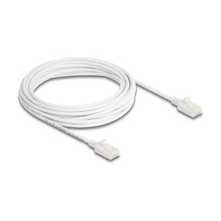 Delock RJ45 Netzwerkkabel Cat.6A Stecker zu Stecker mit robuster Rastnase Industrietauglich U/UTP Slim 5 m weiß