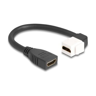 Delock Keystone Modul Kabel HDMI Buchse zu Buchse 90° gewinkelt 8K 60 Hz 20 cm schwarz